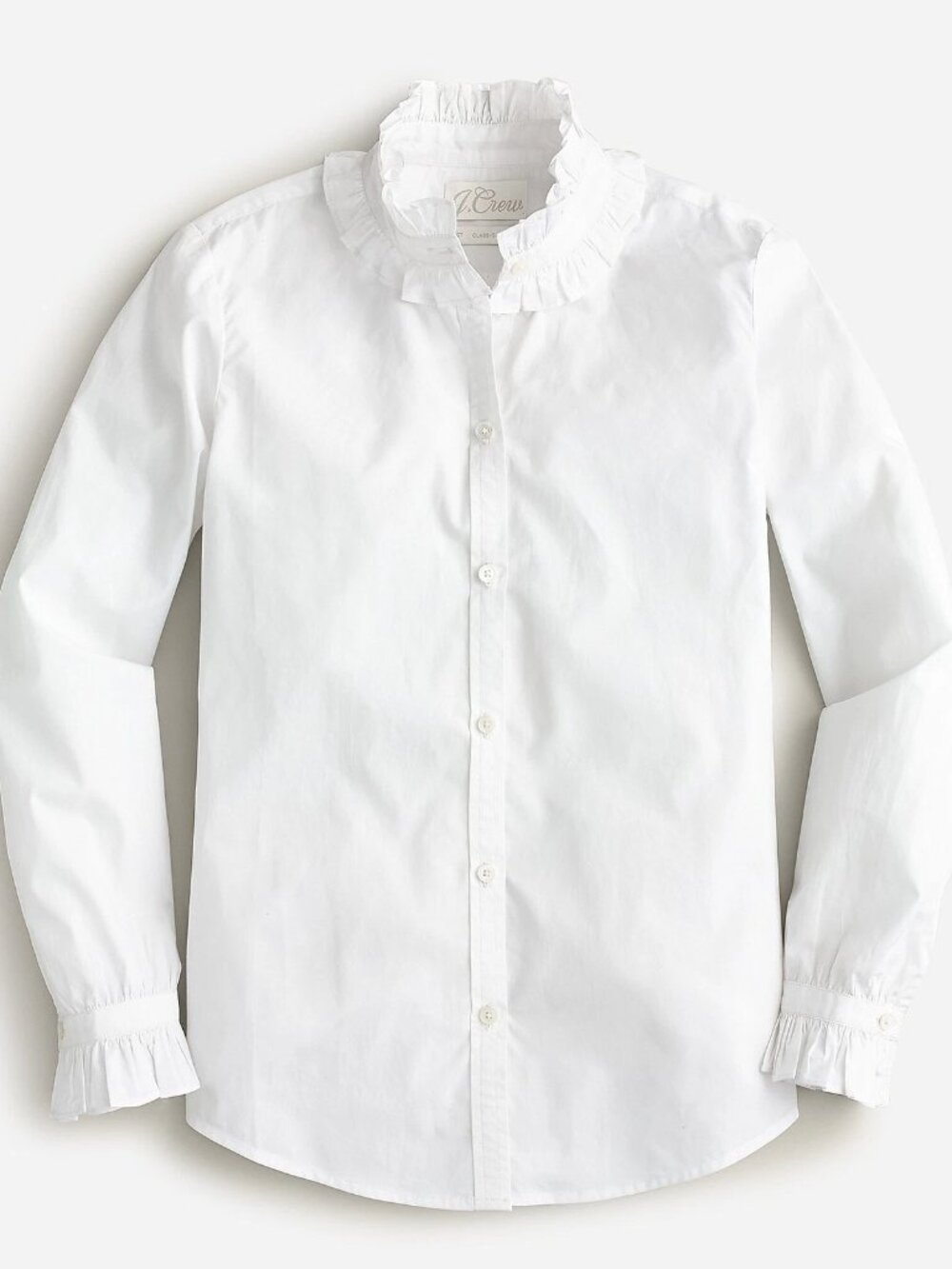J. Crew White Ruffle Button Down Long Sleeve Shirt PXXS NWT